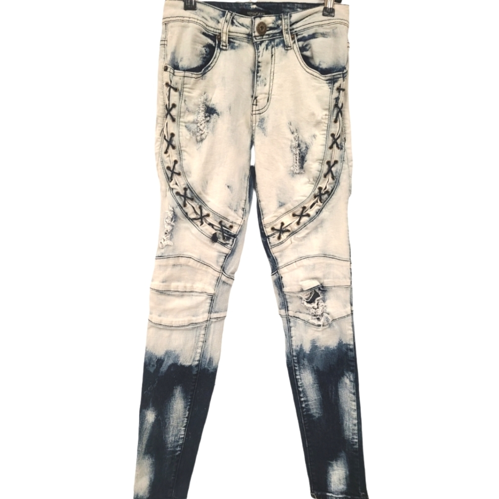 Y2K Women's Redfox Acid Wash Distressed Skinny Jeans Size 3